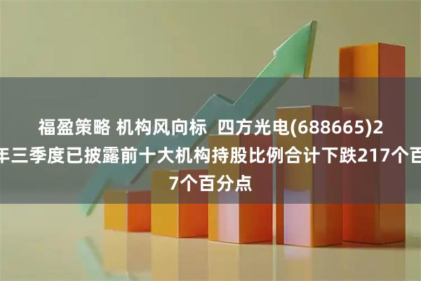 福盈策略 机构风向标  四方光电(688665)2025年三季度已披露前十大机构持股比例合计下跌217个百分点